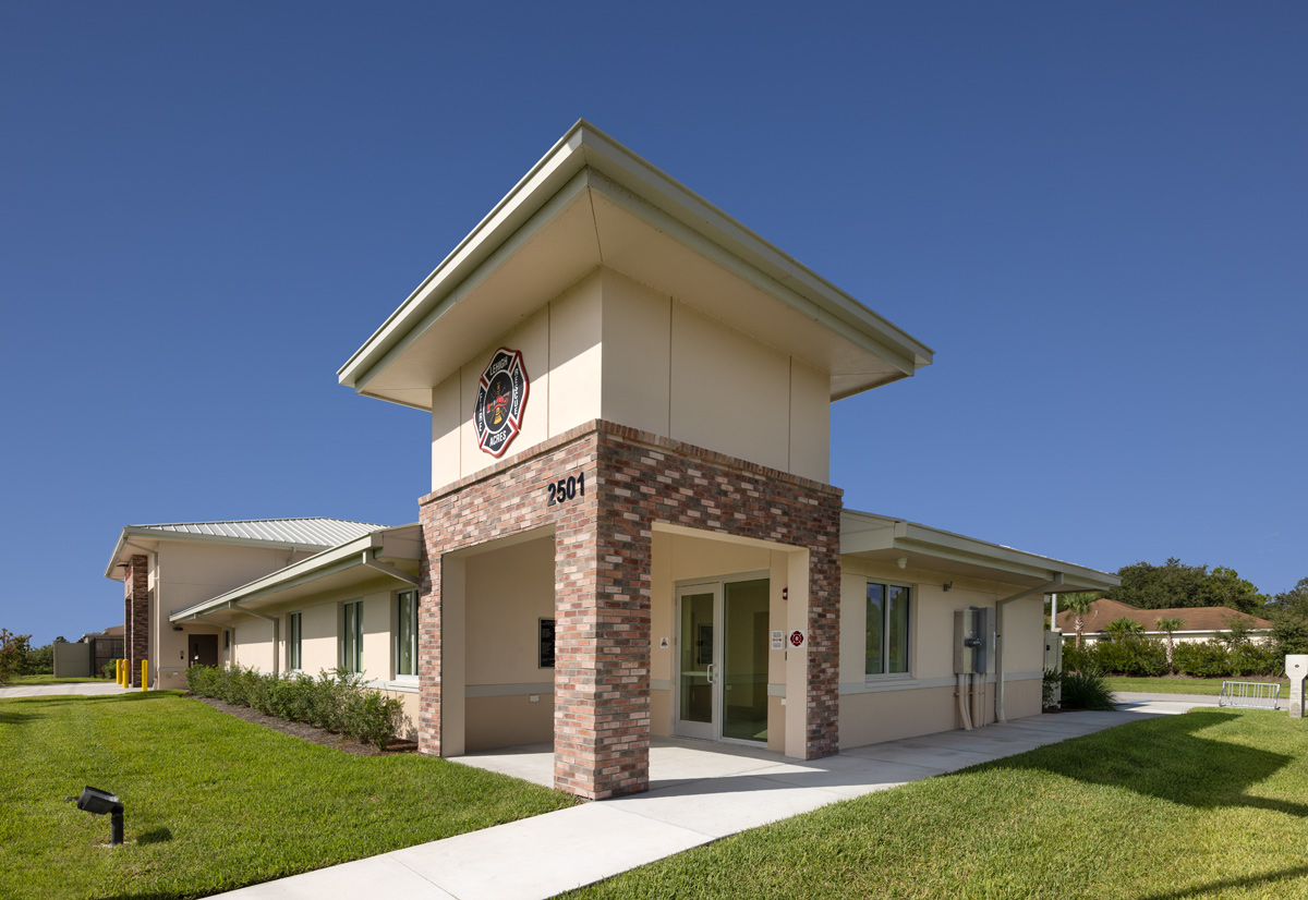 Architectural view of the Fire and Rescue Station 106 Lehigh Acres, FL.